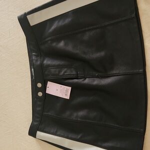 Faux Leather Moto Skirt Black And White